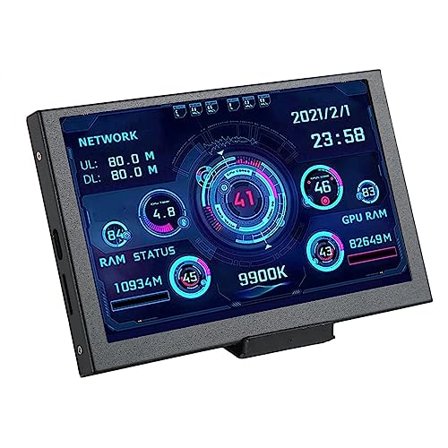 Rankomu PCCPU Datenmonitor PC CPU Datenmonitor 5 Zoll IPS USB C Typ C, AIDA64 Temperaturanzeige für PC CPU, GPU, RAM, Mini ITX Gehäuse Sensor Panel, Schwarz von Rankomu