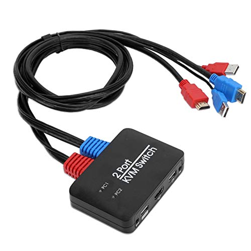 Rankomu USB-KVM-Switch mit Kabeln, 2 Ports Selector Switcher für 2 PCs, die einen Videomonitor und 3 USB-Geräte/Tastatur/Maus/Scanner/Drucker gemeinsam nutzen von Rankomu