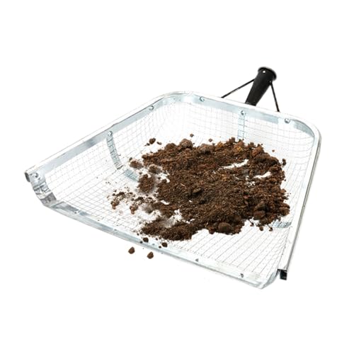 Bodensieb Für Die Gartenarbeit, Robuster Edelstahl Schaufelsieb Mit Ergonomischem Griff, Edelstahl Easy Grip Gartensieb, Heavy Duty Bodensieb Werkzeug, Edelstahlkonstruktion Sandsieb Schaufe von Ranley