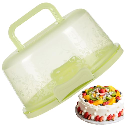 Kuchen Transportbox Rund Mit Deckel Und Tragbarer, Tragegriff Kuchenbehälter, Torten Behälter Zum Transport, Hohe Tortenglocke Mit Haube Und Tragegriff, Kuchenträger Mit Deckel Und Griff von Ranley