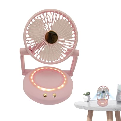 Ranley Kleine Leise Schreibtischventilatoren | Handlicher Ventilator für den Schreibtisch,Wiederaufladbar Klappbar Schwenkend Luftkühler Für Kinder Frauen Schreibtisch Wohnung Schlafzimmer Camping von Ranley