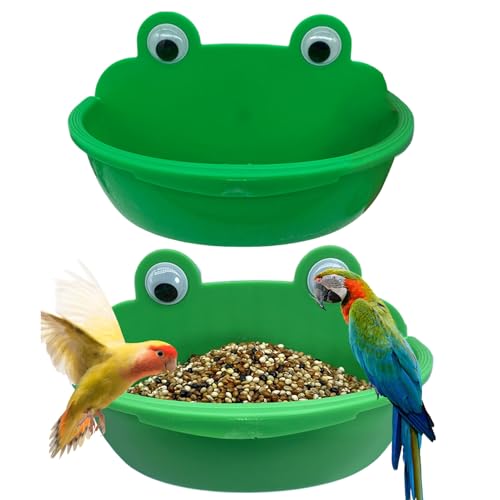 Ranley Vogelschalen - Multifunktionaler Futterautomat | 2 Spritzgeschützte Vogelbad Schalen für Graupapagei Nymphensittich Wellensittich Fressnapf Ranley Vogelschalen - Multifunktionaler Futterautomat | 2 Spritzgeschützte Vogelbad Schalen für Graupapagei Nymphensittich Wellensittich Fressnapf von Ranley