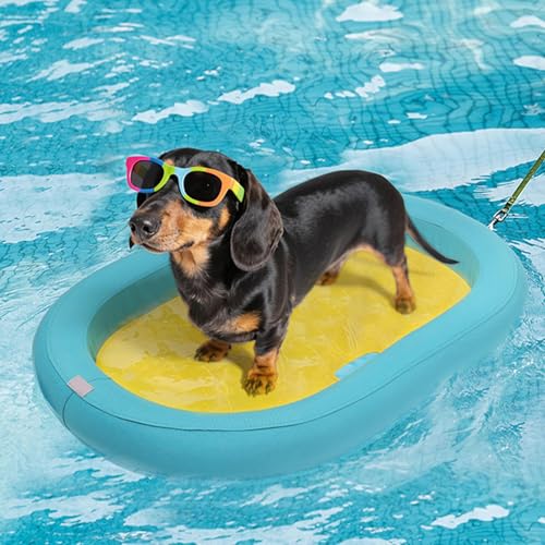 Schwimmfloß Für Haustiere, Stabile Schwimmhilfe Mit Sicherheitsfunktion, Leichtes Auslaufsicheres Schwimmmatte, Aufblasbarer Haustierpool Float, Aufblasbares Floß Hunde Boot Haustier von Ranley