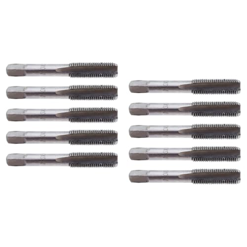 Rannb Metrischer Handgewindebohrer M10 x 1,25, Kegel, gerade, geriffelt, Gewindebohrer, Handgewindebohrer, 10 Stück von Rannb