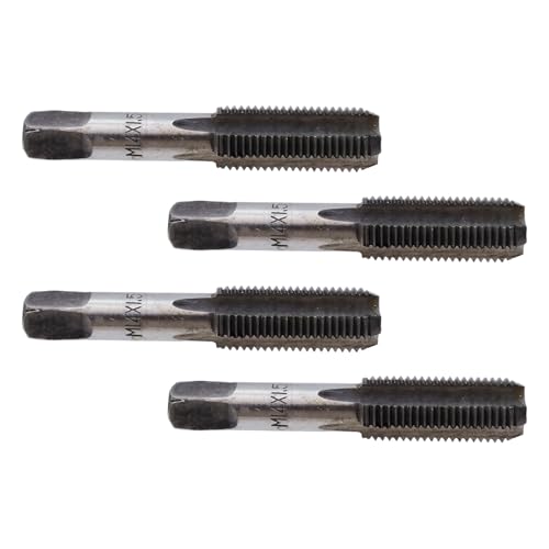 Rannb Metrischer Handgewindebohrer M14 x 1,5 Kegel, gerade, geriffelt, Gewindebohrer, Handgewindebohrer, 4 Stück von Rannb