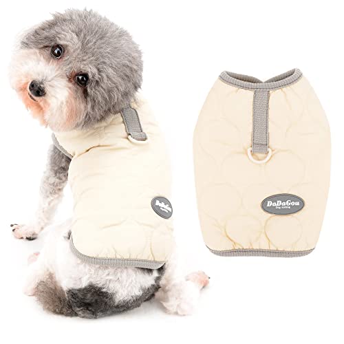 Ranphy Haustierjacke für kleine Hunde, Fleece-gefüttert, Herbst-Wintermantel, Rundkragen, Baumwolle, Weste mit D-Ring, Katze, Welpen, warm, weich, bequem, Kleidung für kaltes Wetter, beige, L von Ranphy