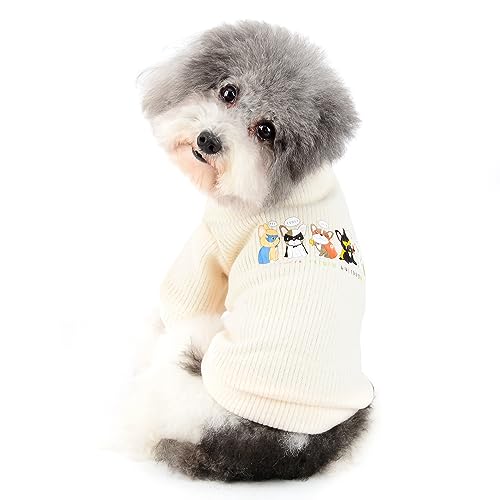 Ranphy Hundepullover für kleine Hunde, Haustier-Sweatershirt mit Doggy-Aufdruck, elastische Welpen, Strickwaren, warm, weich, Herbst, Winter, Rollkragen, Strickpullover, Yorkie, Chihuahua, von Ranphy