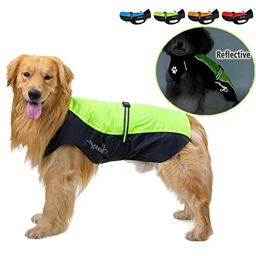 Ranphy Hunderegenmantel Wasserdicht für Mittlere und Große Hunde Reflektierend Regenhülle Atmungsaktive mit Bauchschutz Dackel Labrador Hundejacke Ultraleichte Sicheren Hundebekleidung Grün 6XL von Ranphy