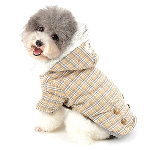 Ranphy Plaid Hundemantel für Kleine Hunde Hundejacke Winterjacken Wintermantel Hunde Mantel Winter Herbst Fleece Welpenmantel Yorkshire Terrier Haustier Kleidung Katze Bekleidung L von Ranphy