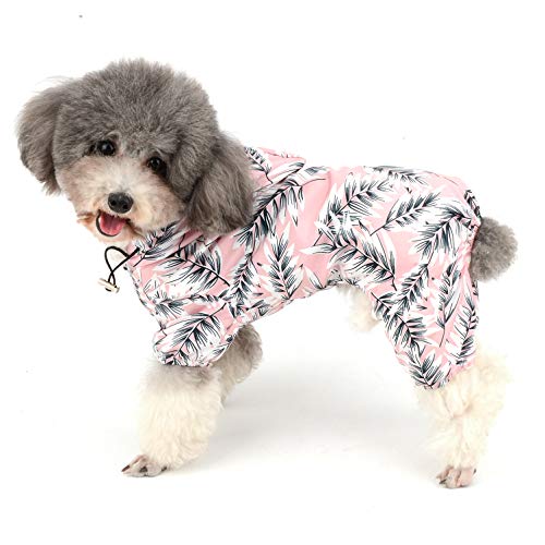 Ranphy Regenmantel für kleine Hunde mit Blumenmuster, wasserdicht, mit Kapuze, süßer Vierfuß-Welpen-Regenanzug für Hunde, Regenjacke, Haustier-Outdoor-Jumpsuit, Pink, Größe XXL von Ranphy