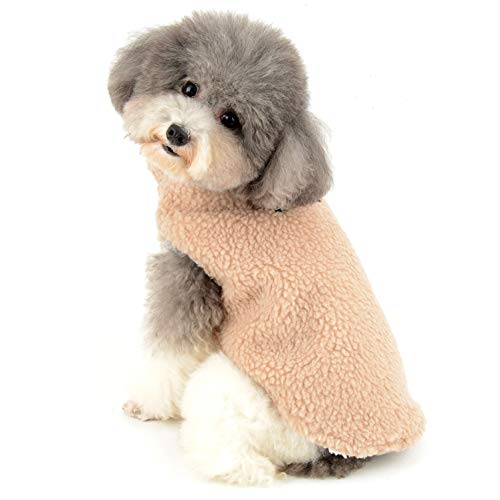 Ranphy Sherpa-Vlies Hunde Kleidung für Kleine Hunde Winter Aufgefüllte Haustier Mantel Weste Jacke Winddicht Kapuzenjacke Thermo Hundewelpen Yorkshire Terrier dackel Weihnachten kostüm Braun L von Ranphy