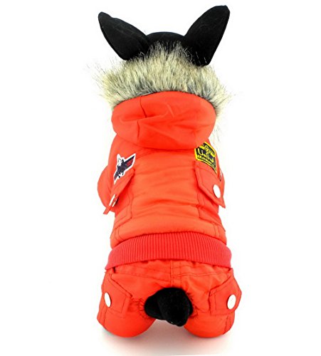 Ranphy Wasserdichter Hundepullover mit Kapuze und Fleece-Futter für Welpen Baumwolle gepolsterter Overall für kaltes Wetter Schneeanzug mit Kapuze warme Katzenkleidung Outfits von Ranphy