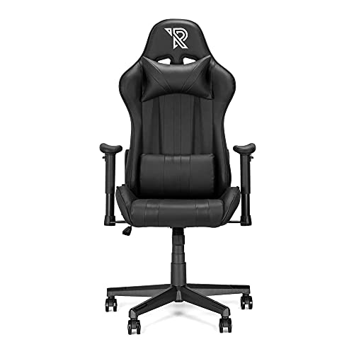 Ranqer Felix Gaming Stuhl - Professioneller Gaming-Sessel - Ergonomischer Gaming Stuhl - 2D-Armlehnen - 180° verstellbare Rückenlehne mit Kissen - Stabiles Nylon Gestell - Schwarz von Ranqer