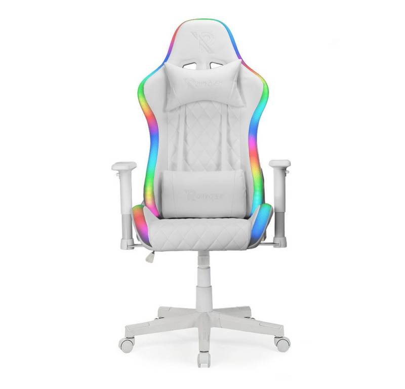 Ranqer Gaming-Stuhl Gaming Stuhl Halo RGB / LED - mit Kissen - 350 Farben & Effekte, verstellbare Rückenlehne - mit Licht - Weiß Ranqer Gaming-Stuhl Gaming Stuhl Halo RGB / LED - mit Kissen - 350 Farben & Effekte, verstellbare Rückenlehne - mit Licht - Weiß von Ranqer