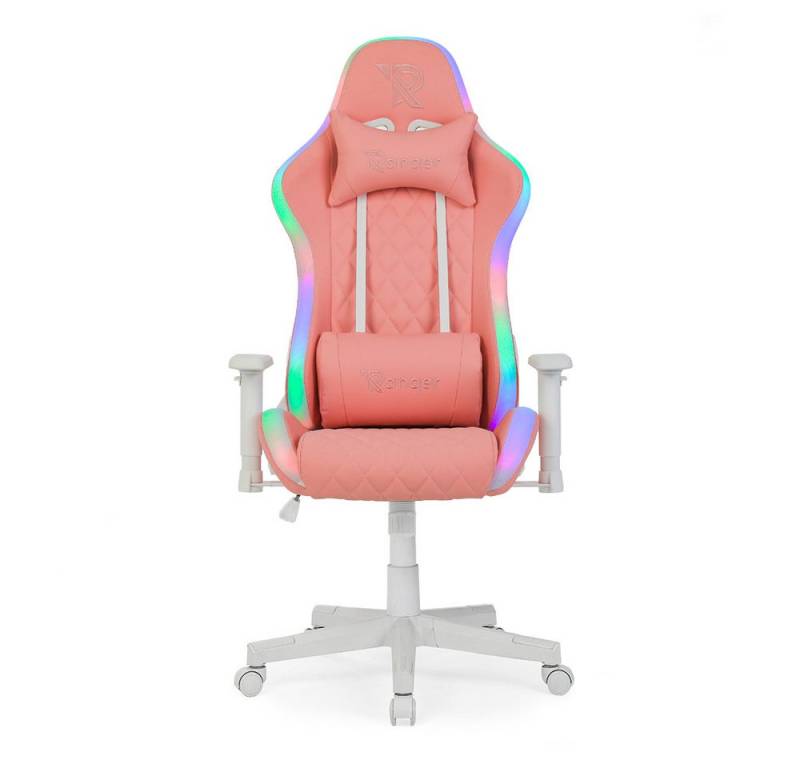 Ranqer Gaming-Stuhl Gaming Stuhl Halo RGB / LED - mit Kissen - 350 Farben & Effekte, verstellbare Rückenlehne - mit Licht - Rosa von Ranqer