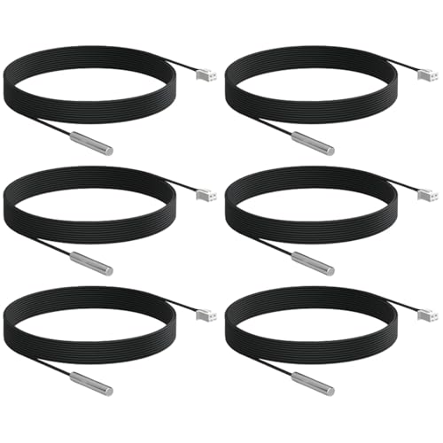 Ransanx 10K B3950 Temperatursensorsonde, 6 Stück, 1 Meter, wasserdicht, Edelstahl, NTC-Temperatursensorsonde, digitales Temperaturtransmitter-Verlängerungskabel mit JST XH2,54 mm-Schnittstelle von Ransanx