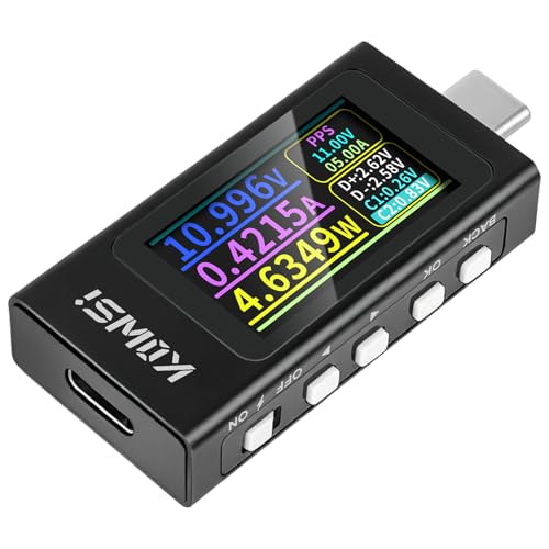 USB C Power Meter USB C Tester, 3-36V 0-12A PD3.1 QC4.0 PDO Decoding Hochpräzise Zwei-Wege-Messung Spannung Strom Kapazität Voltmeter Amperemeter Detektor Digital Tester Multimeter für Ladegerät Kabel von Ransanx