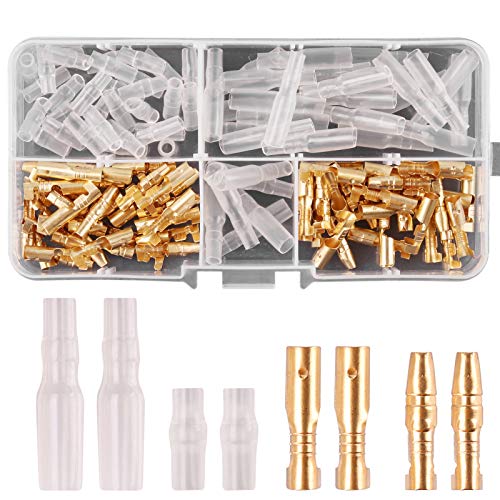 Rantecks ​​120 STÜCKE 3,9mm Rundsteckverbinder Kit Gold Bullet Male & Female Drahtanschlüsse Stecker mit Isolationsabdeckung für Motorrad Motorrad Auto Boote Elektrische Instrumente von Rantecks