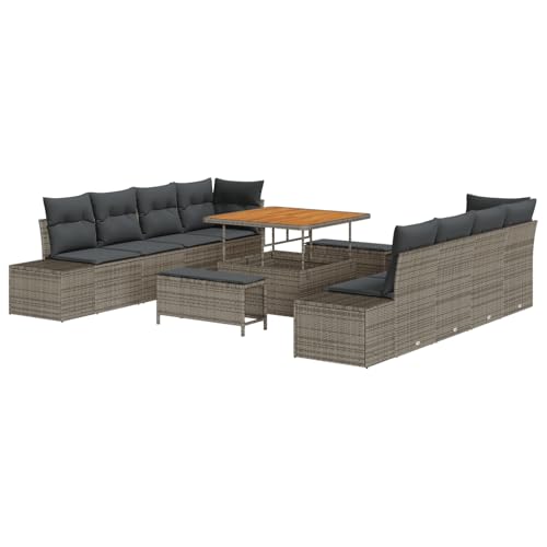 Rantry 11-Teiliges Garten Sofa Set mit Kissen Grau Poly Rattan Akazie Sofa Im Freien Rantry 11-Teiliges Garten Sofa Set mit Kissen Grau Poly Rattan Akazie Sofa Im Freien von Rantry