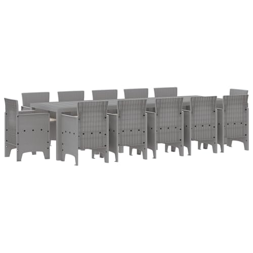Rantry 13-teilige Garten-Esstischset mit Kissen Hellgrau Poly-Rattan Tisch Und Stuhl Für Garten von Rantry