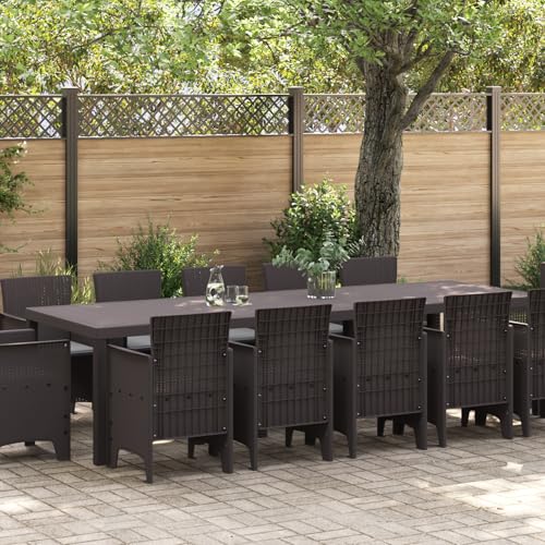 Rantry 13-teiliges Garten Esszimmer Set mit Kissen – Braunes Poly Rattan Gartenlounge Model3378619 von Rantry