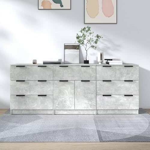Rantry 3-TLG. Sideboard-Set Betongrau Holzwerkstoff Anrichte Model3115799 von Rantry
