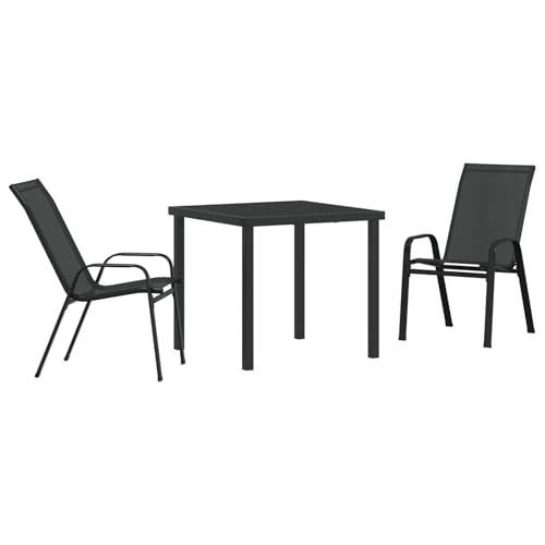 Rantry 3-teilige Garten-Dining-Set Schwarz Textilene und Stahl Tisch Und Stuhl Für Garten Rantry 3-teilige Garten-Dining-Set Schwarz Textilene und Stahl Tisch Und Stuhl Für Garten von Rantry