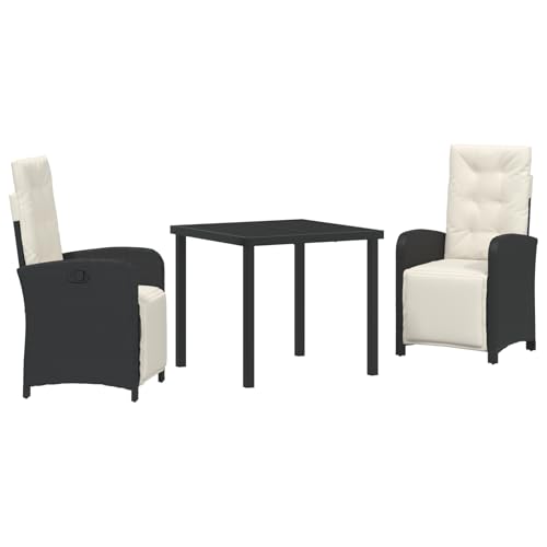 Rantry 3-teilige Garten Essgruppe mit Kissen Schwarz Poly Rattan, Gartentisch Schwarz 80x80x73 cm Temperiertes Glas Gartenlounge Model3380302 Rantry 3-teilige Garten Essgruppe mit Kissen Schwarz Poly Rattan, Gartentisch Schwarz 80x80x73 cm Temperiertes Glas Gartenlounge Model3380302 von Rantry