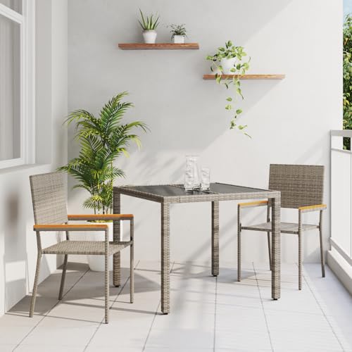 Rantry 3-teiliges Garten Esstisch-Set Grau Poly-Rattan, Stapelbare Gartenstühle mit Kissen 2er Set Grau Poly-Rattan Gartenlounge Model3365385 Rantry 3-teiliges Garten Esstisch-Set Grau Poly-Rattan, Stapelbare Gartenstühle mit Kissen 2er Set Grau Poly-Rattan Gartenlounge Model3365385 von Rantry