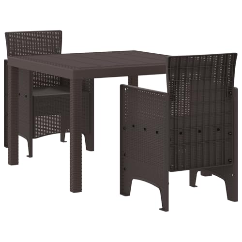 Rantry 3-teiliges Garten-Esszimmer Set Braun Poly Rattan Tisch Und Stuhl Für Garten von Rantry