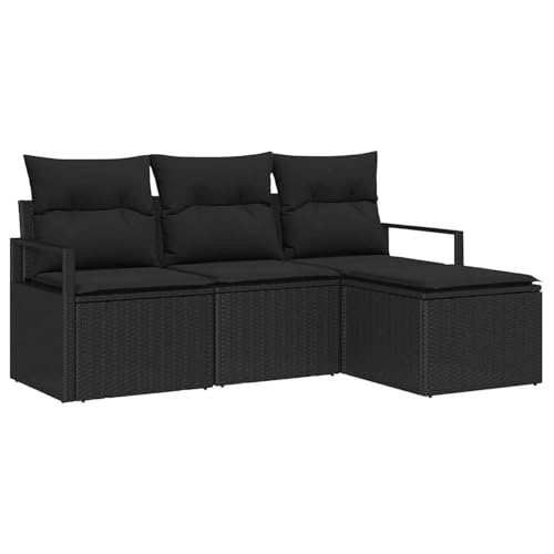 Rantry 4-teiliges Garten Sofa Set mit Kissen Schwarz Poly Rattan, 2-Sitzer Garten Sofa mit Kissen Schwarz Poly Rattan Gartenlounge Model3346333 Rantry 4-teiliges Garten Sofa Set mit Kissen Schwarz Poly Rattan, 2-Sitzer Garten Sofa mit Kissen Schwarz Poly Rattan Gartenlounge Model3346333 von Rantry