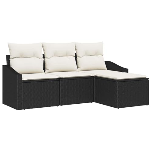 Rantry 4-teiliges Garten Sofa Set mit Kissen Schwarz Poly Rattan Gartenlounge Model3346667 Rantry 4-teiliges Garten Sofa Set mit Kissen Schwarz Poly Rattan Gartenlounge Model3346667 von Rantry