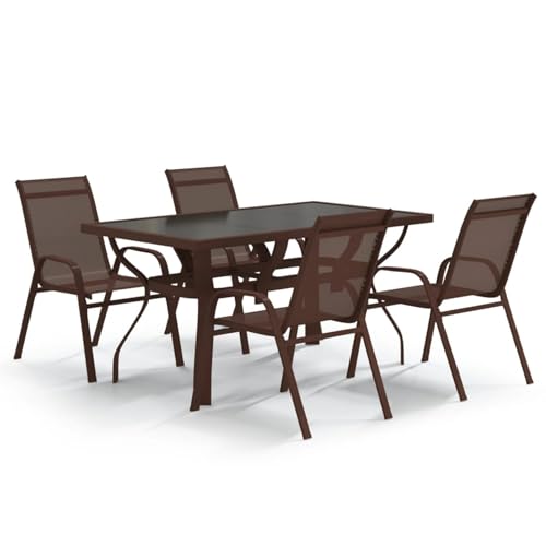 Rantry 5-TLG. Garten-Essgruppe Braun und Schwarz Tisch Und Stuhl Für Garten von Rantry