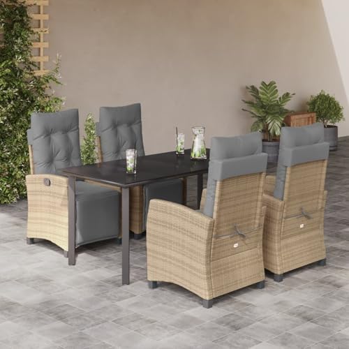 Rantry 5-TLG. Garten-Essgruppe mit Kissen Beigemischung Poly Rattan Gartenlounge Model3213026 von Rantry