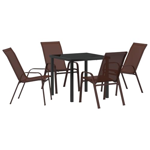 Rantry 5-teilige Garten Essgruppe Braunes Textilene und Stahl Tisch Und Stuhl Für Garten Rantry 5-teilige Garten Essgruppe Braunes Textilene und Stahl Tisch Und Stuhl Für Garten von Rantry
