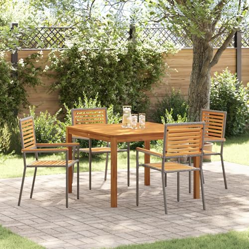 Rantry 5-teilige Garten Essgruppe Grau Poly-Rattan Akazie, Stapelbare Gartenstühle mit Kissen 2 STK. Grau Poly-Rattan Gartenlounge Model3365533 Rantry 5-teilige Garten Essgruppe Grau Poly-Rattan Akazie, Stapelbare Gartenstühle mit Kissen 2 STK. Grau Poly-Rattan Gartenlounge Model3365533 von Rantry