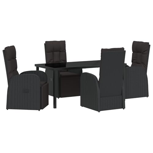 Rantry 5-teiliges Garten-ESS-Set mit Kissen Schwarz Poly-Rattan Tisch Und Stuhl Für Garten Rantry 5-teiliges Garten-ESS-Set mit Kissen Schwarz Poly-Rattan Tisch Und Stuhl Für Garten von Rantry