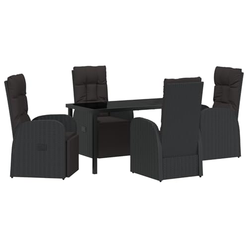 Rantry 5-teiliges Garten-ESS-Set mit Kissen - Schwarzes Poly-Rattan Tisch Und Stuhl Für Garten Rantry 5-teiliges Garten-ESS-Set mit Kissen - Schwarzes Poly-Rattan Tisch Und Stuhl Für Garten von Rantry