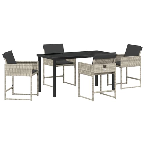 Rantry 5-teiliges Garten-ESS-Set mit Kissen in Hellgrau aus Poly-Rattan Tisch Und Stuhl Für Garten Rantry 5-teiliges Garten-ESS-Set mit Kissen in Hellgrau aus Poly-Rattan Tisch Und Stuhl Für Garten von Rantry