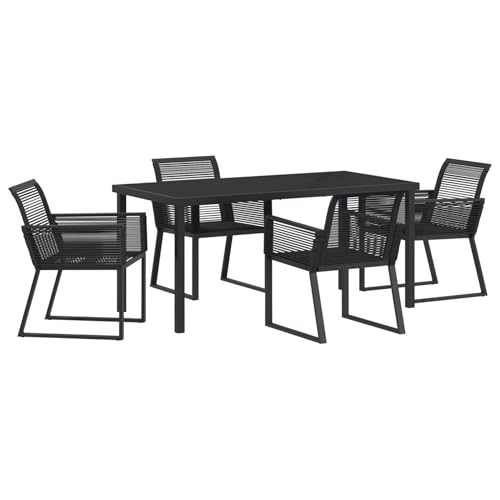 Rantry 5-teiliges Garten Essgruppe Schwarz Poly-Rattan Gartenlounge Model3379313 von Rantry