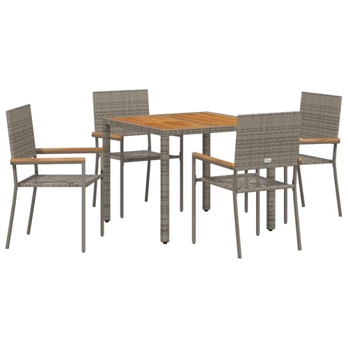 Rantry 5-teiliges Garten Esszimmer Set Grau Poly Rattan, Stapelbare Gartenstühle mit Kissen 2 Stück Grau Poly Rattan Gartenlounge Model3365405 Rantry 5-teiliges Garten Esszimmer Set Grau Poly Rattan, Stapelbare Gartenstühle mit Kissen 2 Stück Grau Poly Rattan Gartenlounge Model3365405 von Rantry