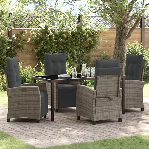 Rantry 5-teiliges Garten-Esszimmer-Set in Grau aus Poly-Rattan Gartenlounge Model3380438 von Rantry