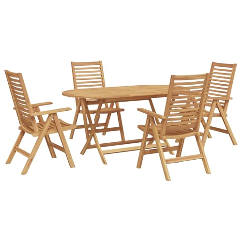 Rantry 5-teiliges Gartendining-Set klappbar aus massivem Teakholz, Gartenstühle 2 Stück Massivholz Teak Gartenlounge Model3356878 von Rantry