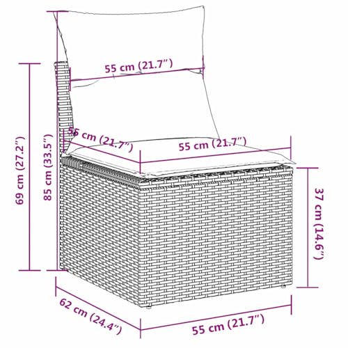 Rantry 6-TLG. Garten-Sofagarnitur mit Kissen Schwarz Poly Rattan Gartenlounge Model3217567 von Rantry