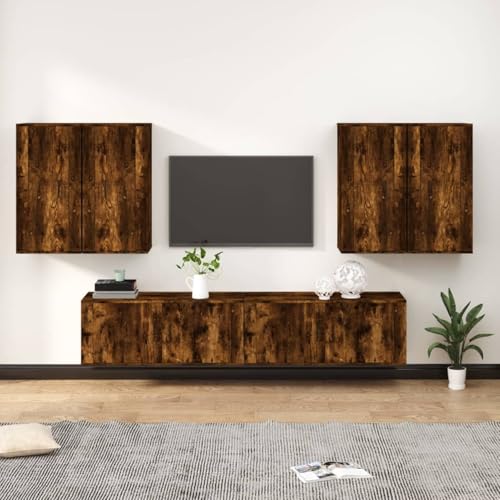 Rantry 6-TLG. TV-Schrank-Set Räuchereiche Holzwerkstoff Fernsehschrank Model3188715 von Rantry