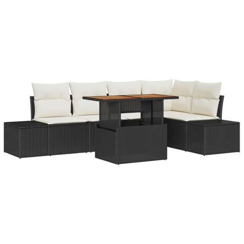 Rantry 6-Teiliges Garten Essgruppen Set mit Kissen Schwarz Poly Rattan Akazie Gartenlounge Model3349963 Rantry 6-Teiliges Garten Essgruppen Set mit Kissen Schwarz Poly Rattan Akazie Gartenlounge Model3349963 von Rantry