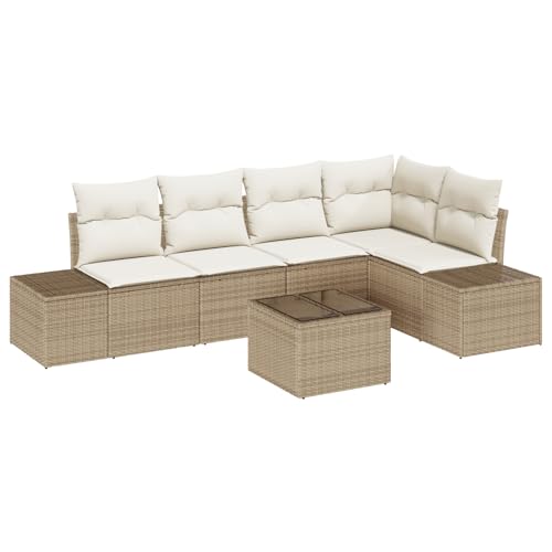 Rantry 6-teiliges Garten-Sofa-Set mit Kissen Braun Poly Rattan Gartenlounge Model3355740 von Rantry