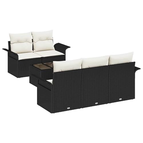 Rantry 6-teiliges Garten Sofa Set mit Kissen in Schwarz aus Poly Rattan Gartenlounge Model3345237 von Rantry