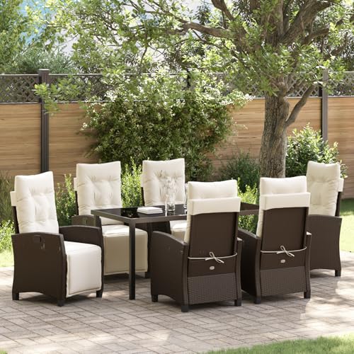 Rantry 7-TLG. Garten-ESS-Set Braunes Poly-Rattan Gartenlounge Model3380432 von Rantry