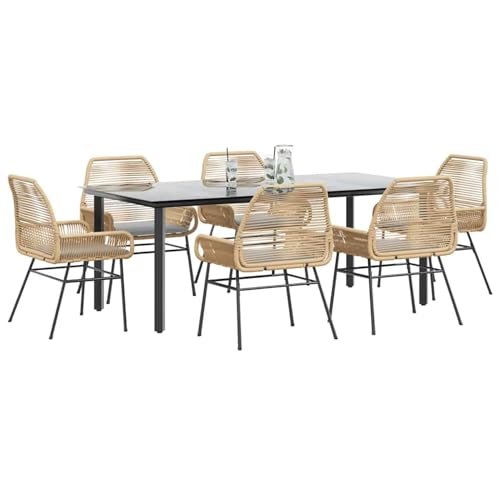 Rantry 7-TLG. Garten-Essgruppe mit Kissen Braun Poly Rattan Glas Gartenlounge Model3334574 Rantry 7-TLG. Garten-Essgruppe mit Kissen Braun Poly Rattan Glas Gartenlounge Model3334574 von Rantry